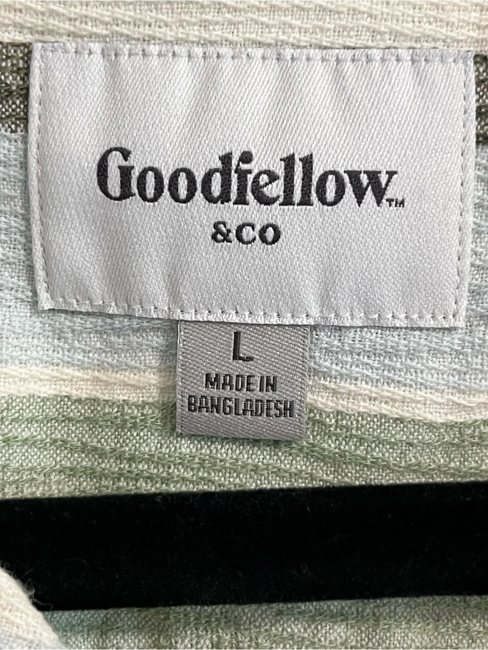 Goodfellow & Co Short Sleeve Vertical Stripe Shirt in Green and Cream Size Large